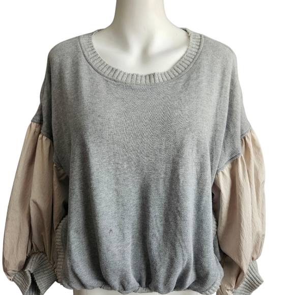 Free People Movement Sweet And Low Cropped Puff Sleeve Sweatshirt | Size Small - Picture 1 of 11
